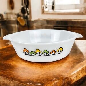 Anchor Hocking Fire King 1 1/2 Q casserole "Summer Field Flowers" pattern #437